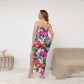 Women's Exotic Orchid Flowers Oblique-Shoulder Exposure Dress With Side Split (Plus Size)
