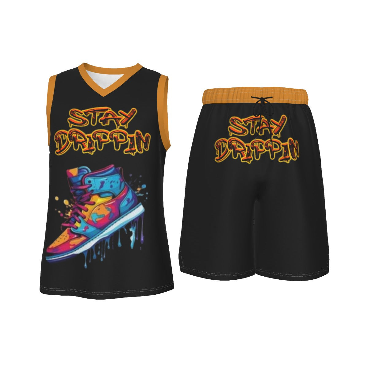 Stay Drippin Men's V Neck Basketball Suit