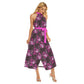 Women's Cute Floral Wrap Hem Belted Halter Dress