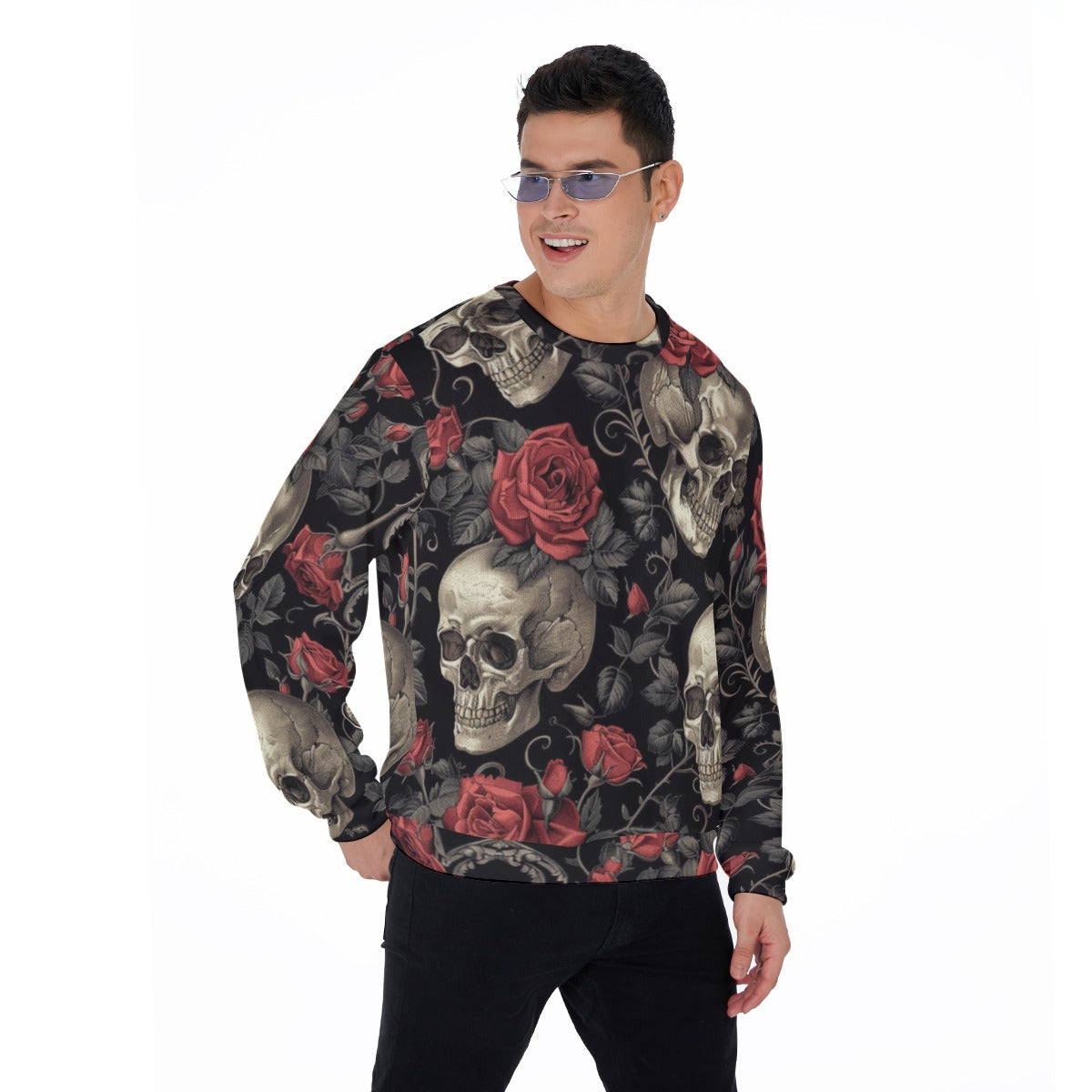 Men's Skulls & Roses Thicken Sweater