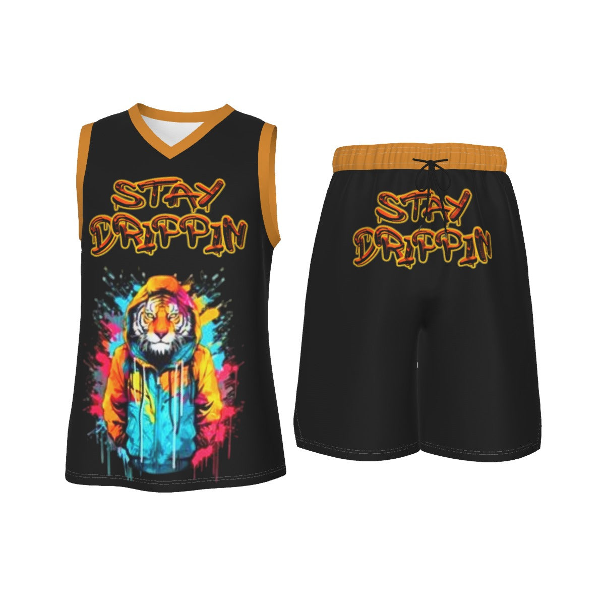 Stay Drippin Men's V Neck Basketball Suit