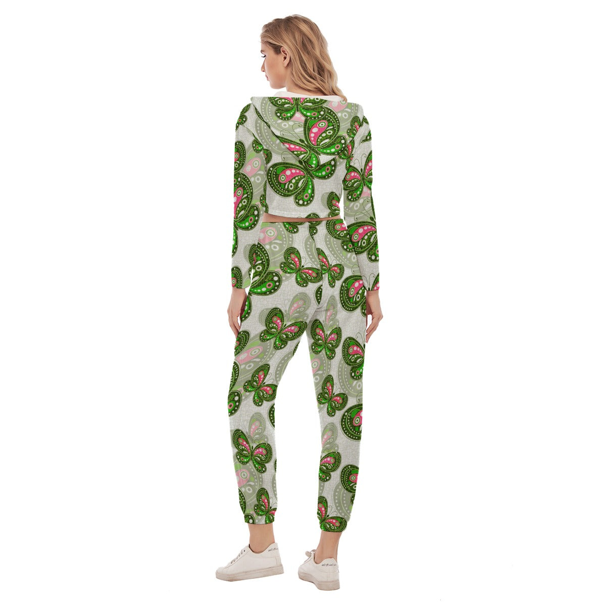 Women's Spring Time Vibes Crop Hoodie Sports Set