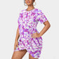Women's Beach Vibes Stacked Hem Dress With Short Sleeve（Plus Size）