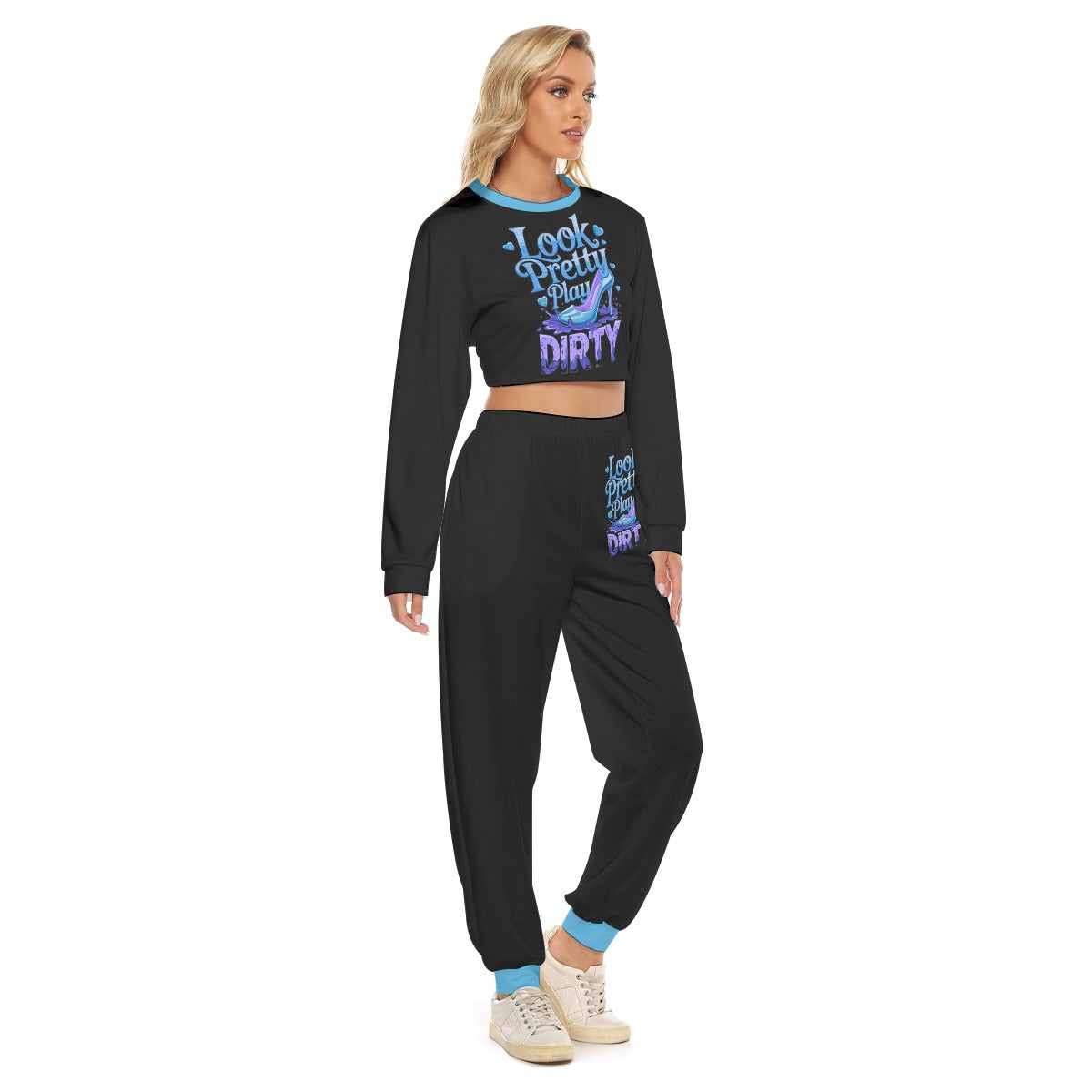 Look Pretty Play Dirty Women's Crop Sweatshirt Suit