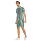 Men's Belt and Chains Short Sleeve Shirt Set