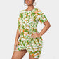 Women's Beach Vibes Stacked Hem Dress With Short Sleeve（Plus Size）