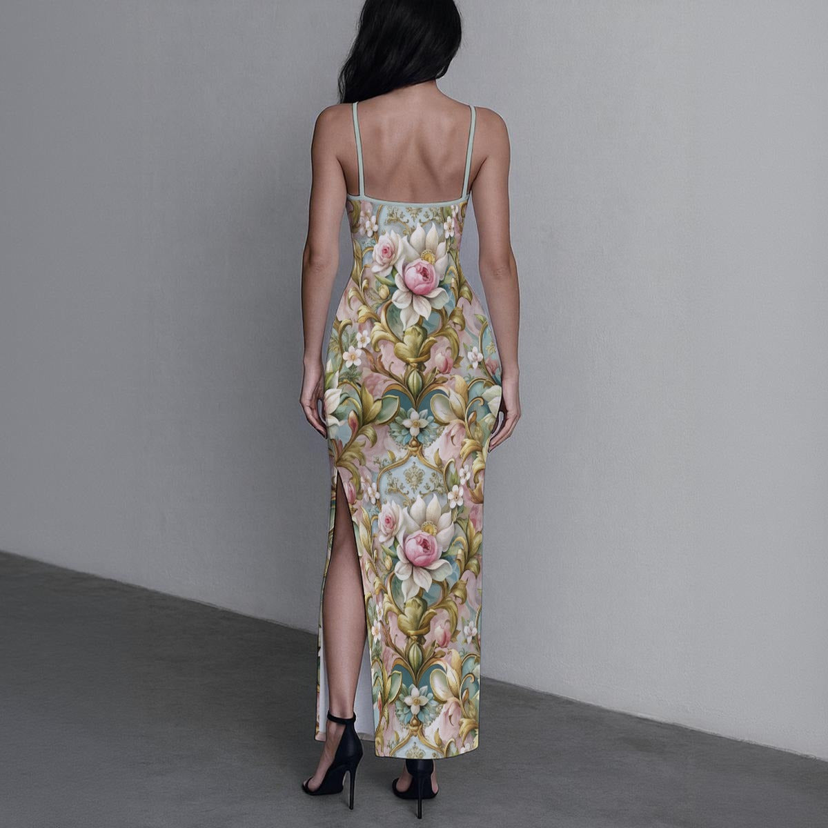 Women's Whispering Petals Long Dress with Slit