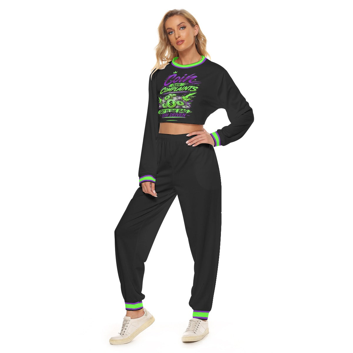 Coins Over Complaints Women's Crop Sweatshirt Suit