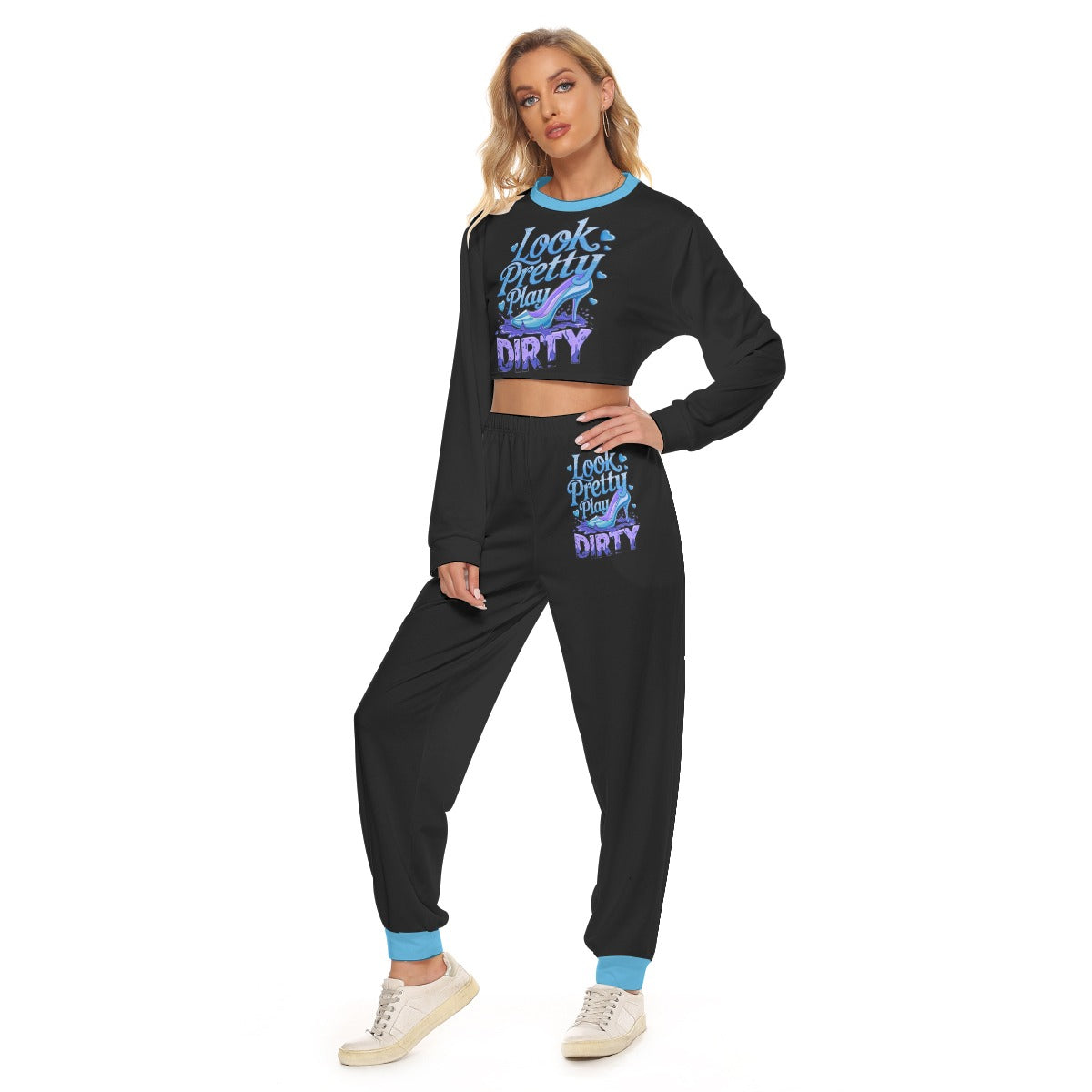 Look Pretty Play Dirty Women's Crop Sweatshirt Suit