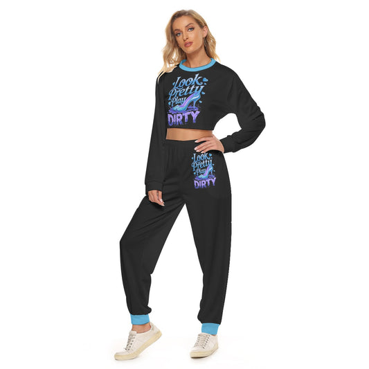 Look Pretty Play Dirty Women's Crop Sweatshirt Suit