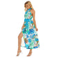 Women's Tropic Summer VIbes Wrap Hem Belted Halter Dress
