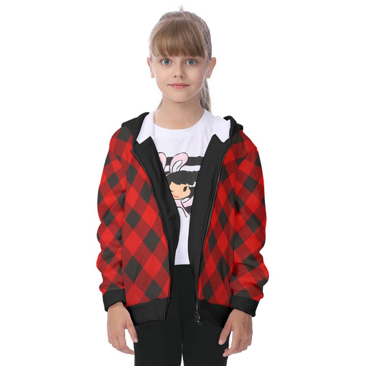 Kid's Plaid KMK Heavy Fleece Zip Up Hoodie