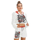 Love With Skull & Roses Women's Micro Fleece Hoodie And Shorts Set