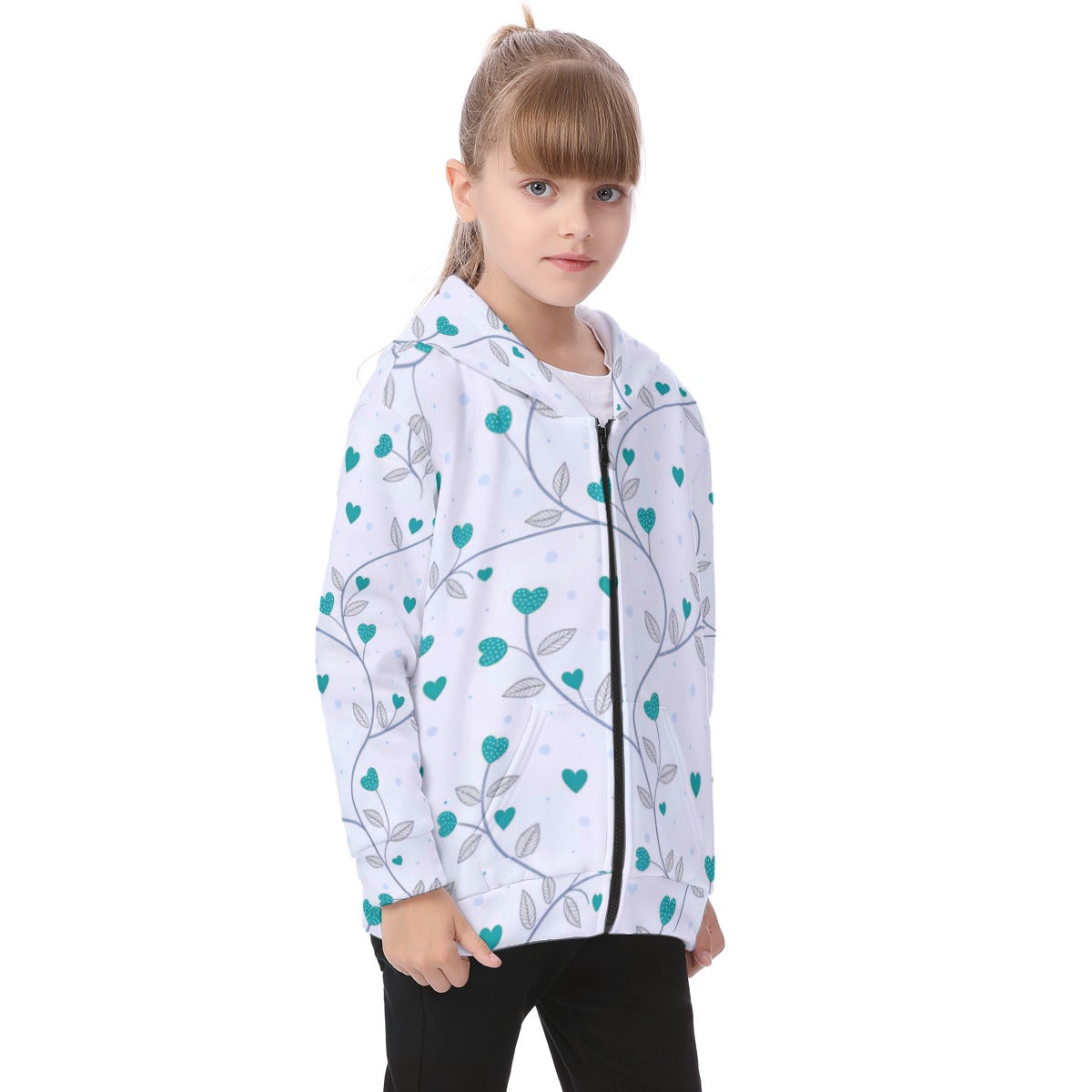 Kid's Queen Of Hearts Heavy Fleece Zip Up Hoodie
