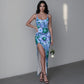 Women's Whispering Petals Long Dress with Slit