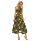 Women's Cute Floral Wrap Hem Belted Halter Dress