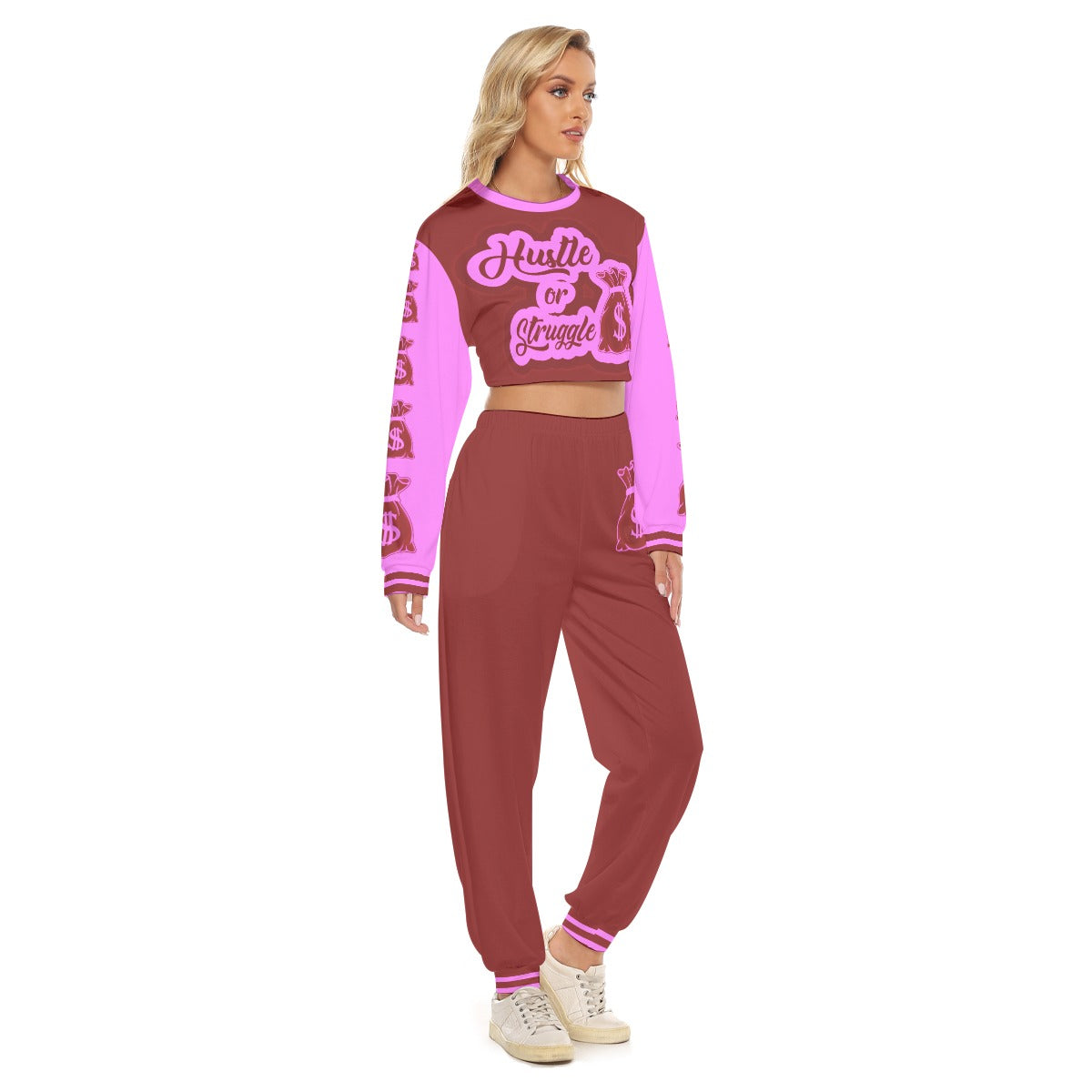 Hustle Or Struggle Women's Crop Sweatshirt Suit