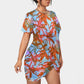 Women's Tropic Summer Vibes Stacked Hem Dress With Short Sleeve（Plus Size）
