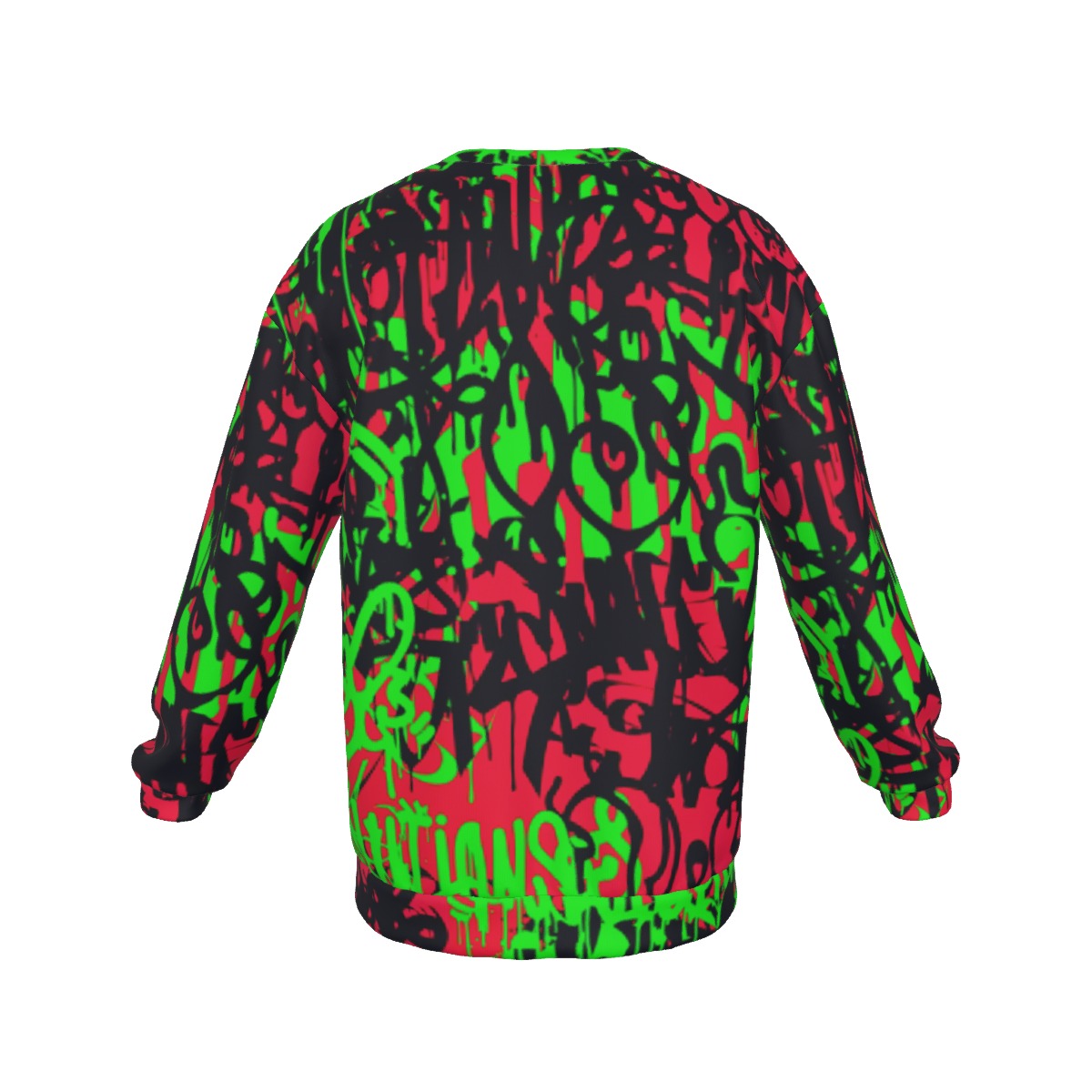 Graffiti Style Men's Drop Shoulder Round Neck Long-Sleeved Sweatshirt