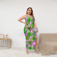 Women's Tropic Summer Vibes Oblique-Shoulder Exposure Dress With Side Split (Plus Size)