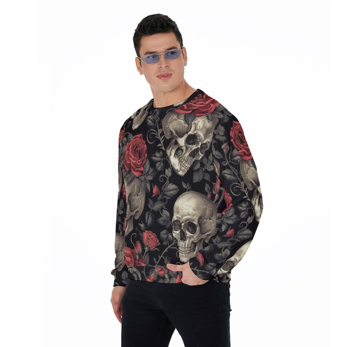 Men's Skulls & Roses Thicken Sweater