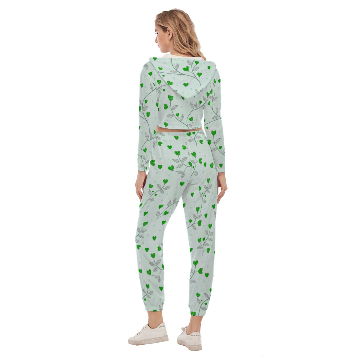 Queen Of Hearts Women's Crop Hoodie Sports Set