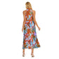 Women's Tropic Summer Vibes Wrap Hem Belted Halter Dress
