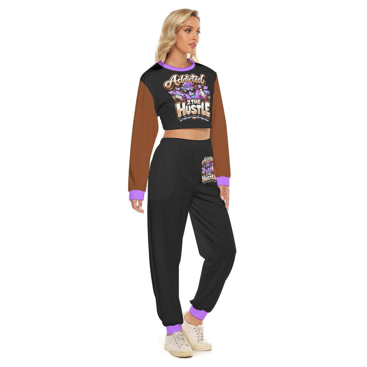 Addicted 2 The Hustle Women's Crop Sweatshirt Suit