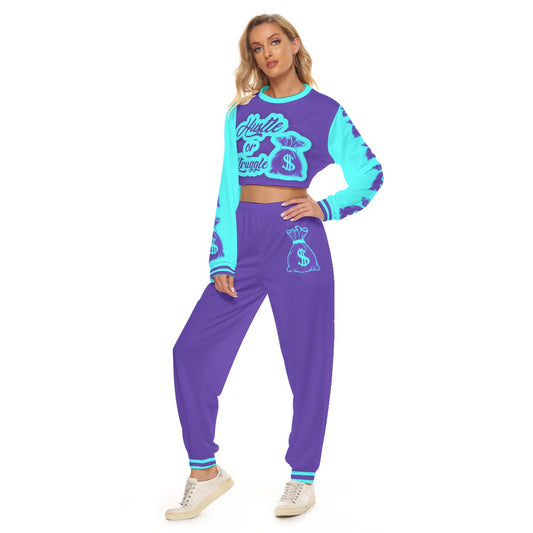 Hustle Or Struggle Women's Crop Sweatshirt Suit