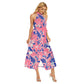 Floral Style Women's Wrap Hem Belted Halter Dress