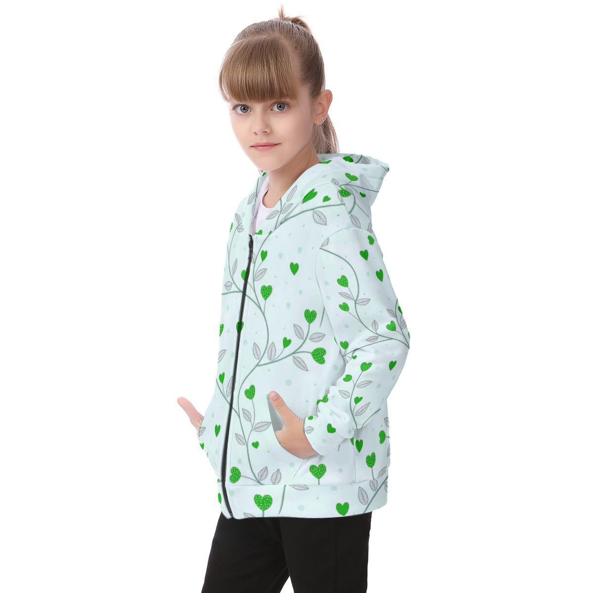 Kid's Queen Of Hearts Heavy Fleece Zip Up Hoodie