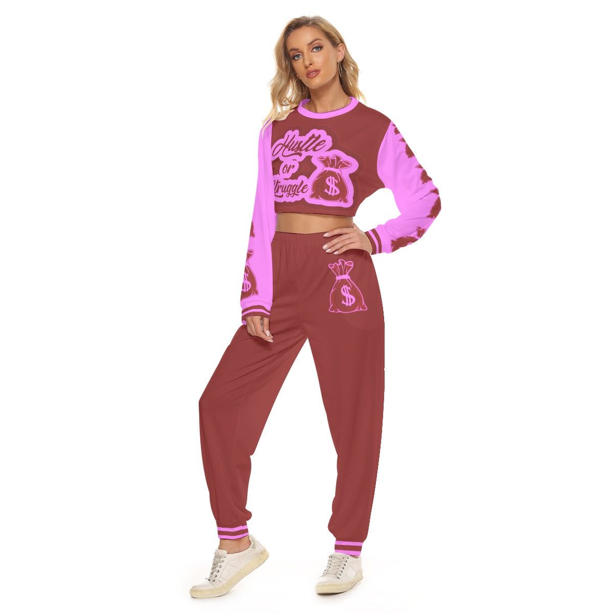 Hustle Or Struggle Women's Crop Sweatshirt Suit