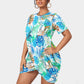 Women's Tropic Summer Vibes Stacked Hem Dress With Short Sleeve（Plus Size）