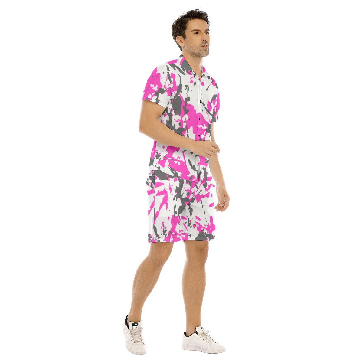 Men's Paint Splatter Short Sleeve Shirt Set