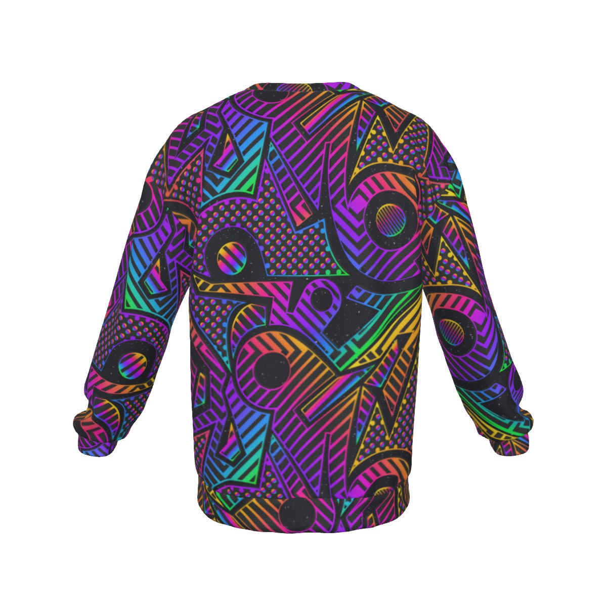 Bright Geometric Men's Drop Shoulder Round Neck Long-Sleeved Sweatshirt