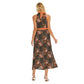 Women's Cute Floral Wrap Hem Belted Halter Dress