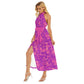 Women's Beach Vibes Wrap Hem Belted Halter Dress
