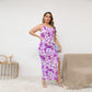 Women's Beach Vibes Oblique-Shoulder Exposure Dress With Side Split (Plus Size)
