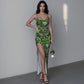 Women's Cute Floral Long Dress with Slit