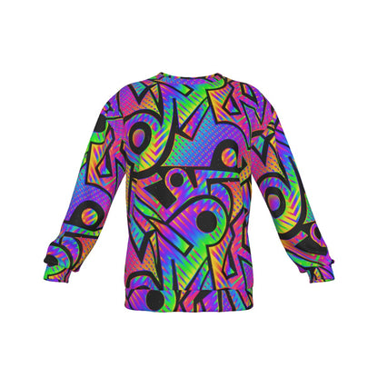 Bright Geometric Men's Drop Shoulder Round Neck Long-Sleeved Sweatshirt