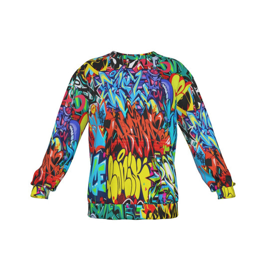 Graffiti Style Men's Drop Shoulder Round Neck Long-Sleeved Sweatshirt