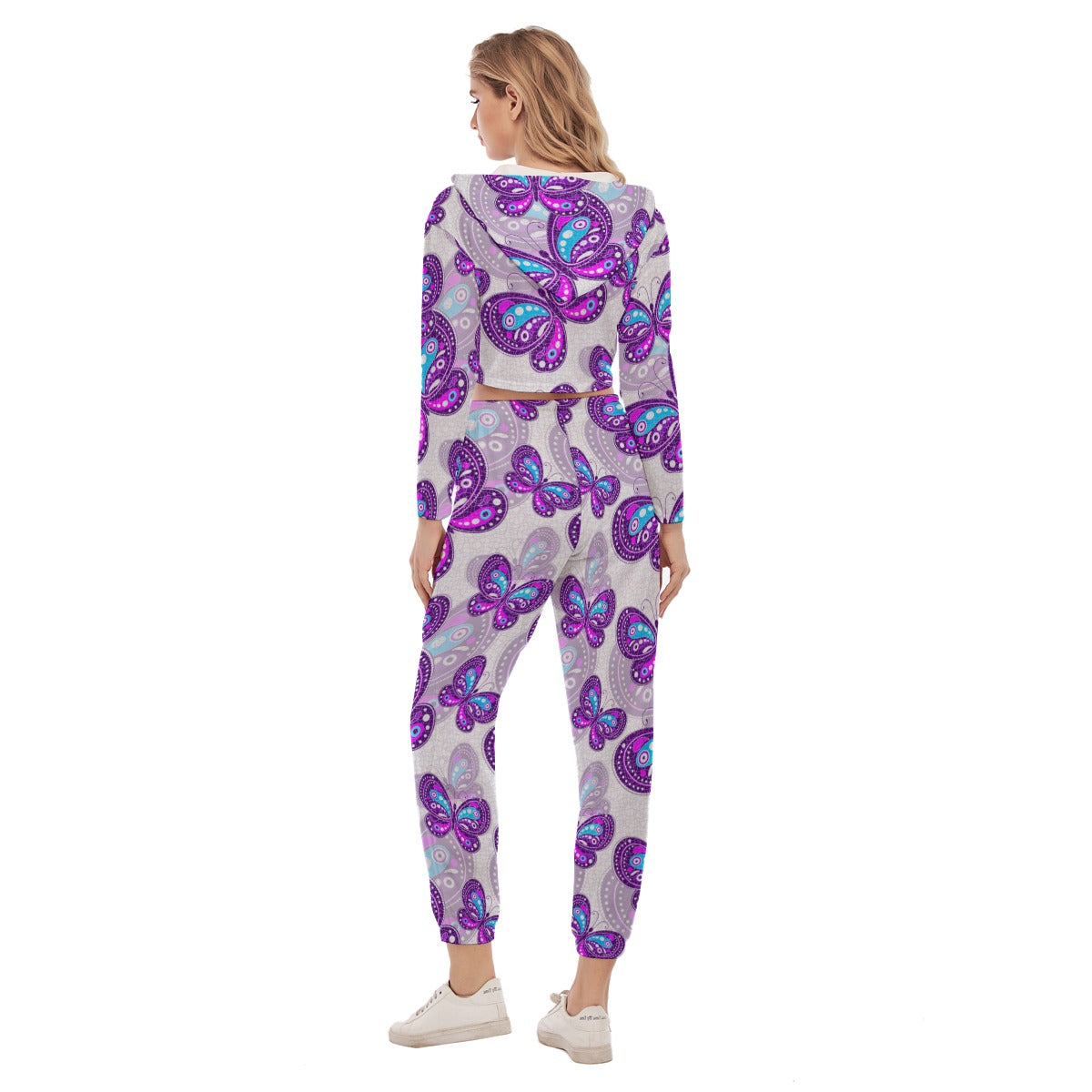 Women's Spring Time Vibes Crop Hoodie Sports Set