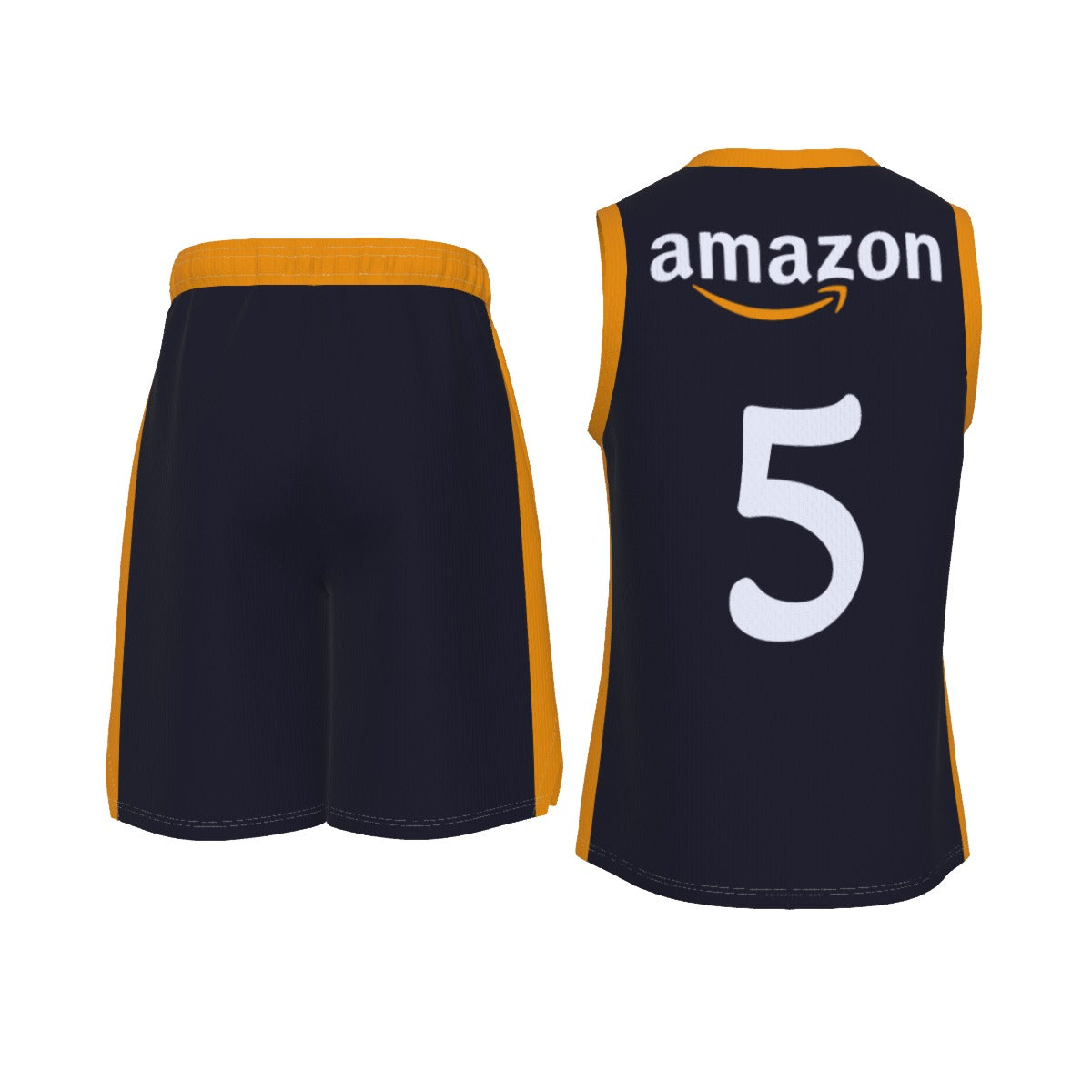 Navy Blue With Stripe Amazon V Neck Basketball Suit
