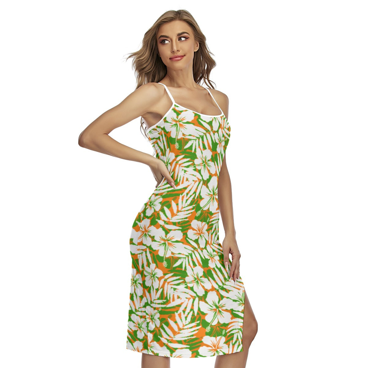Beach Vibes Back Cross Cami Dress