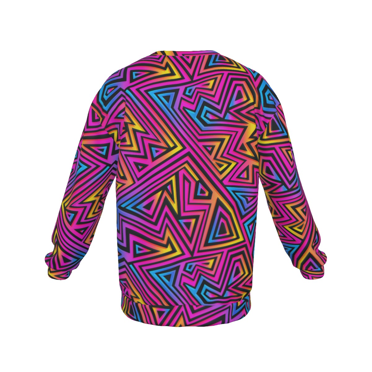 Bright Geometric Men's Drop Shoulder Round Neck Long-Sleeved Sweatshirt