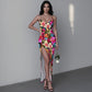 Women's Exotic Orchid Flowers Long Dress with Slit