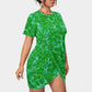 Women's Beach Vibes Stacked Hem Dress With Short Sleeve（Plus Size）