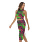 Graffiti Style Women's Tank Top & Split High Skirt Set