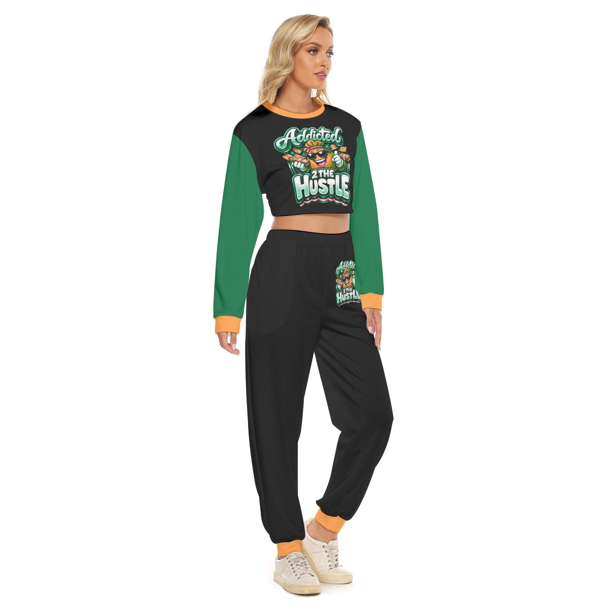 Addicted 2 The Hustle Women's Crop Sweatshirt Suit
