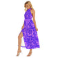 Women's Beach Vibes Wrap Hem Belted Halter Dress